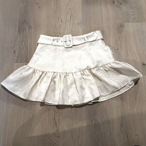 Bone White Jacquard Embossed Belted Ruffled Coquette Mini Skort Angelcore Medium